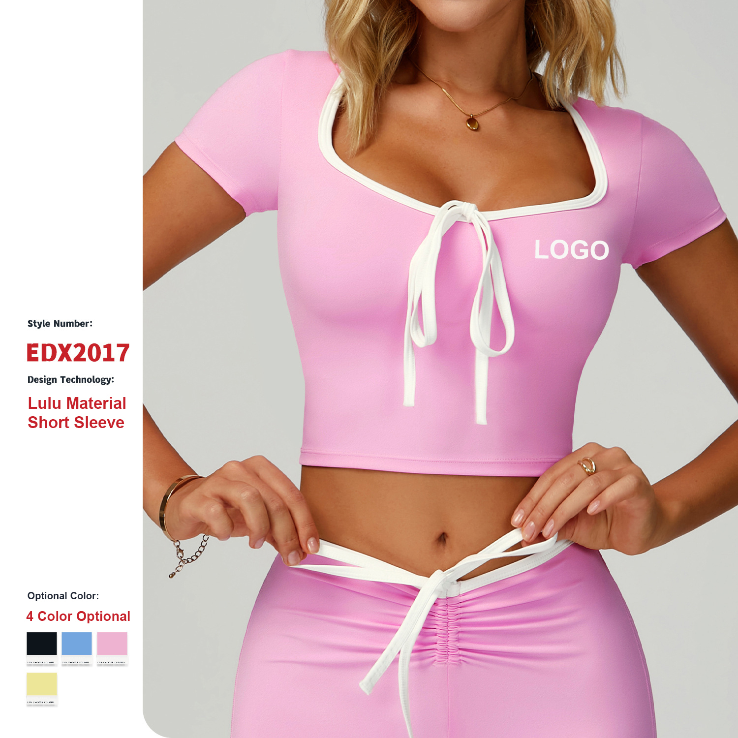 Contrast Color Hemming Yoga Clothes Women V-Neck Quick-Drying T-Shirt Yoga Tops Outdoor Running Fitness Sports Short Sleeves