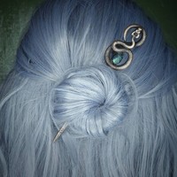 Bâtonnet à cheveux classique rétro Viking, design serpent, pince à cheveux païenne, épingle à cheveux serpent avec gemmes, accessoires de cheveux Halloween