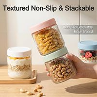 Lot de 6 contenants de stockage alimentaire en verre hermétiques de 12 oz avec couvercles en plastique pour les flocons d'avoine, le yogourt, la salade, le café et les épices