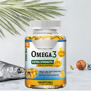 Capsules d'huile de poisson naturelle pour la santé du cerveau et des yeux, étiquette OEM, 120 unités, avec oméga-3 DHA et EPA, 120 capsules/flacon - Product Image 3