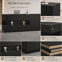Bureau d'accueil industriel moderne noir, comptoir d'accueil géométrique minimaliste pour bureau, hall d'entrée, magasin