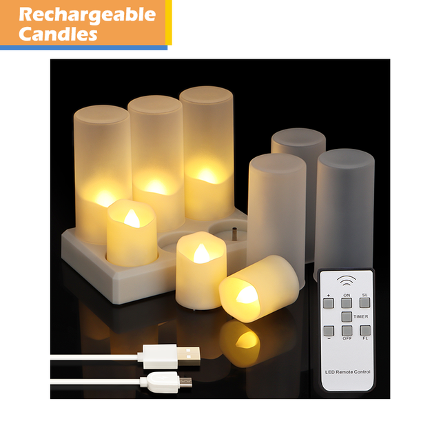 Wholesale 6 Pack LED Tea Light Candles with Remote Timer, Rechargeable Candles with Charging Station for Home Christmas