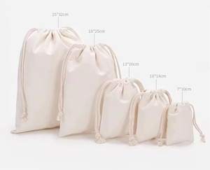 High Quality Custom Logo Organic Cotton Muslin Double Shopping Storage <b>Canvas</b> <b>Drawstring</b> Pouch Dust <b>Bag</b> - Product Image 3