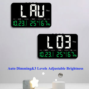 Horloge réveil LED minimaliste à grands chiffres, lumineuse, silencieuse, calendrier perpétuel, température, télécommande, salon, télévision, vente en gros - Product Image 3