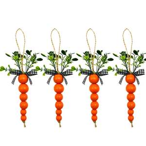 ชุดลูกปัดไม้รูปแครอท 2 ชิ้น สีธรรมชาติ ทำมือ ดีไซน์เรียบง่าย ขนาด 13.5 ซม. สำหรับตกแต่งบ้านและงานปาร์ตี้ - Product Image 1