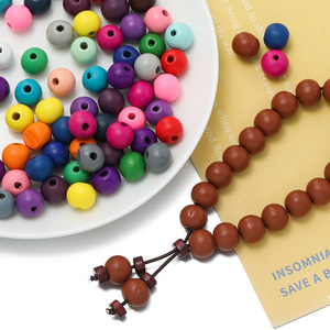 Cuentas redondas de madera de color sólido de 10 mm, cuentas sueltas para hacer joyería DIY, pulseras y collares hechos a mano. - Product Image 4