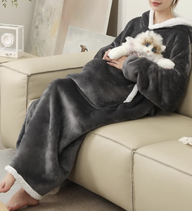 Venta caliente Sudadera con capucha de gran tamaño manta bata personalizable gato bolsa diseño regalo para amante de los gatos papás y mamás mujeres - Product Image 3