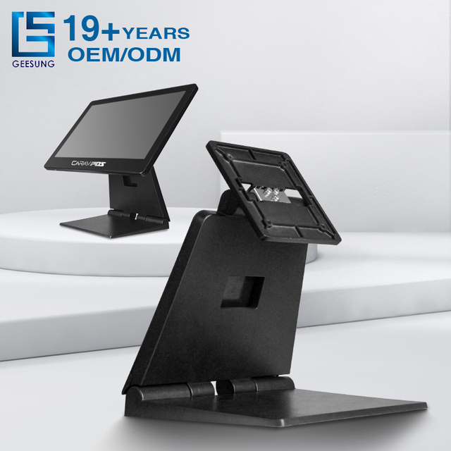 Custom Ultra Thin Foldable Aluminum Alloy POS Terminal Display Tilt Screen POS System Tablet Stand for 15 Inches Tablets