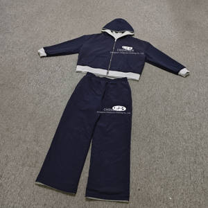 Özel logo tasarımcı OEM ağır eşofman erkek Sweatpants ve Hoodie Set çift katmanlı eşofman - Product Image 1