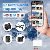Adaptador de Lector de Tarjetas SD y TF 5 en 1 con USB, Lightning y Tipo C para iPhone, iPad, MacBook, Samsung, Cámaras Android y Otros Dispositivos