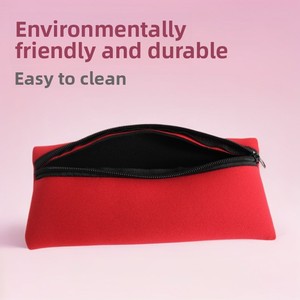 Estuche de Lápices y Bolsa de Papelería de Neopreno Negro con Diseño a Mano, Lavable y con Cierre, para Niños de Primaria y Jardín de Infancia - Product Image 2