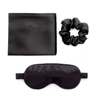 Ensemble 100% pure soie de mûrier, taie d'oreiller et masque de nuit en soie brodée sur mesure, et chouchou en soie.