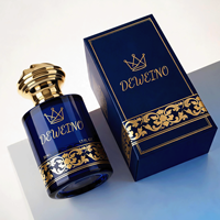 Flacon de parfum rond de luxe avec logo personnalisé, flacon de parfum bleu vide, 30 ml, 50 ml, 100 ml, flacon de parfum en verre avec boîte