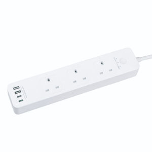 Bande d'alimentation WiFi 3 voies UK avec 4 ports USB - Product Image 1