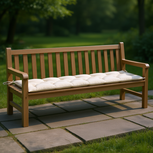 Cuscino per Panchina da Giardino in Crema, 100% Poliestere, Rettangolare, Trapuntato, Rimovibile, Lavabile, Per Tutte le Stagioni - Product Image 2