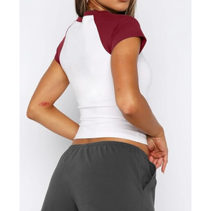 <span class=keywords><strong>Camisetas</strong></span> Básicas de Verano para <span class=keywords><strong>Mujer</strong></span>, <span class=keywords><strong>Manga</strong></span> Raglán, Cuello Redondo, Bloques de Color, Estilo Y2K, Lindas para Salir, Estilo Urbano - Product Image 4