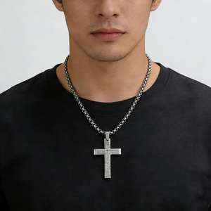 Titanium Steel <b>Cross</b> Necklace For Men Stainless Steel Pendant Jewelry Fashion Accessory - Product Image 2