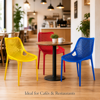 Chaise de salle à manger en plastique à treillis ouvert, vente en gros d'usine, pieds intégrés stables, chaise d'appoint empilable pour café, patio, maison, restaurant