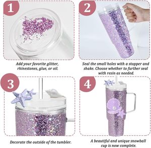 Hoa Kỳ Kho Xách Tay Nước Trái Cây Acrylic 40Oz Pre Khoan Rõ Ràng Nhựa Đôi Tường Cốc Với Xử Lý Và Rơm Cho Món Quà Giáng Sinh - Product Image 3