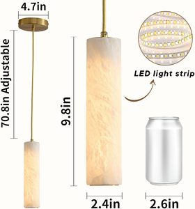 Lámpara Colgante LED Moderna y Sencilla de Lujo con Cristales <span class=keywords><strong>para</strong></span> Isla de Cocina, Altura Ajustable, Tubo Largo <span class=keywords><strong>para</strong></span> Dormitorio o Comedor - Product Image 5
