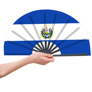 Abanicos Plegables de Bambú con la Bandera de El Salvador al por Mayor, Abanico de Mano para Carnaval, Boda, Festival, Fiesta, Agencia de Viajes - Product Image 2