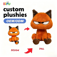 Peluche chat orange personnalisée, fabricant OEM, logo brodé, 11-30 cm, super douce, en tissu coton PP, jouets en peluche pour fête