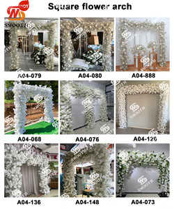 Arco de boda cuadrado con soporte y follaje natural verde, con hojas verdes de doble cara para decoración de puertas de boda. - Product Image 3
