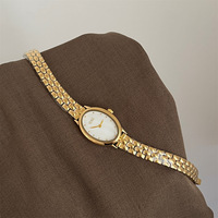 Jam Tangan Wanita IEKE 762 Oval Beimu 20mm Dial Kecil Tali Baja Tahan Karat Fashion Sederhana Retro Quartz untuk Wanita