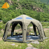 Tente de camping gonflable en coton, quatre saisons, double couche, 6-8 personnes, imperméable, une chambre, ouverture rapide, installation facile