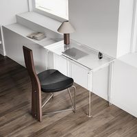 Bureau transparent pour bureau à domicile pour ordinateur portable, bureau d'étude, écriture, table de courtoisie avec pieds rectangulaires, moderne, assemblage facile