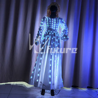 LED Queen's Set Clothes Dresses Ballroom Luminous Costume for Stage Light up Suit Handmade Performance Wear