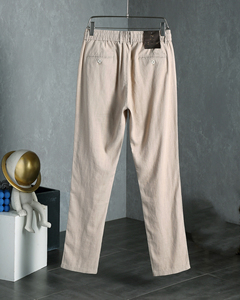 <span class=keywords><strong>Pantalon</strong></span> long homme en <span class=keywords><strong>lin</strong></span>, nouveau style d'été, taille élastique, athlétique, décontracté, frais, infroissable, coupe droite, taille haute, de créateur # L P-7726 - Product Image 4