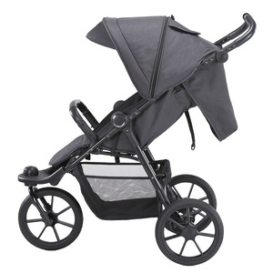 Baby Stroller Tricycle High View Aluminum Alloy 22kg Capacity Black <b>Reclining</b> Sit Down European Style - Product Image 5
