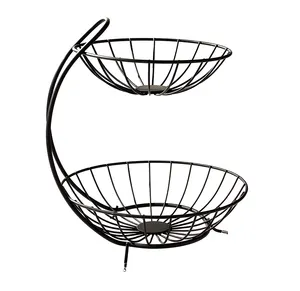 Hot Sale Kitchen Free Sample 2 Tiers Fashion Home Decorative Bowl Creative Wire Metal Basket