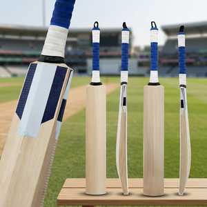 Bate de Cricket Clásico de Madera, Ligero, con Mango Azul y Blanco, Equipo de Entrenamiento para Interiores y Exteriores - Product Image 3