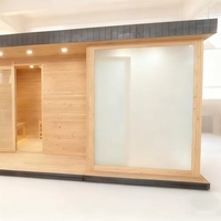 Sauna combiné préfabriqué de luxe en bois massif écologique pour extérieur avec salle de repos