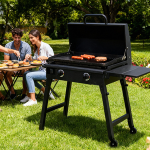 Cắm Trại BBQ gas nướng vỉ nướng gas nướng thịt nướng gấp 2 Burner Flat Top gas nướng - Product Image 1