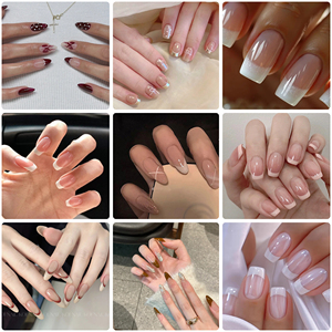 Ongles press-on ABS œil de chat courts et ronds, design plage estival, inodores, réutilisables, vente en gros, approvisionnement en vrac - Product Image 5