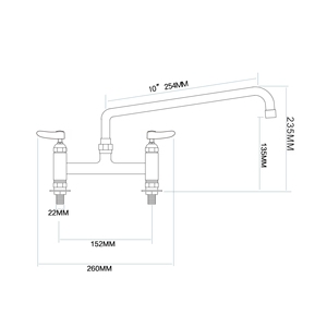 Robinet de cuisine en laiton chromé durable, double poignée, débit élevé, bec rotatif à 360°, installation facile - Product Image 2