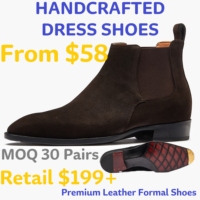 Bottes Chelsea de luxe en cuir suédé de vache pour hommes, avec embout métallique, décontractées et habillées, pour soirée, support OEM ODM