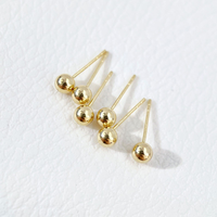 Boucles d'oreilles en or massif 18 carats, designs classiques simples, or pur AU750, 3 mm, 4 mm, 5 mm, pour femmes et hommes