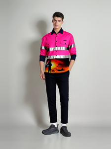 Custom Enhanced Cotton <strong>Button</strong> up Industrial Construction Drill Workshirt Long Sleeve Cotton Safety <strong>Hi</strong> <strong>Vis</strong> Fishing Shirt - Product Image 3