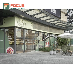 Freestanding Coffee Display Cabinet Wood Grain Finish Tall Vertical Display Cafe Merchandise Cabinet - Product Image 2