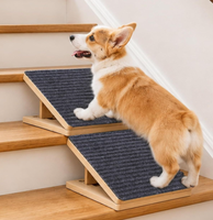 Faltbare Holztreppe mit Rutschfester Matte Verstellbare Holz-Hunderampe mit Teppich Freistehende Haustierrampe für Training