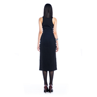 ODM dos gaine élégante robe Sexy thé longueur coton naturel mélangé fendu côté corps Fit robe de soirée vêtements pour femmes