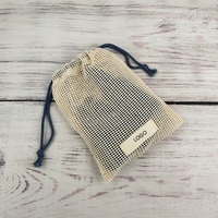 Sac en filet à cordon en coton biologique lavable, réutilisable, de style vintage, petit format, OEM/ODM, pour emballage cadeau