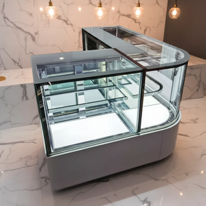 Vitrine Réfrigérée de Pâtisserie OEM d'Usine à Température Unique, Éclairage LED, Deux Portes Vitrées Courbes, Luxe, Refroidissement par Air, pour Présentation de Gâteaux - Product Image 1