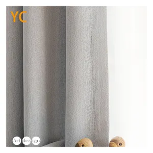 Luxury Stock Solid Color European Flax Oeko Soft Jacquard Polyester Washed 280CM Plain Color Chenille Fabric For Living Room