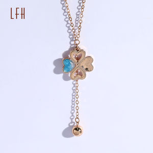 Collar de Trébol de Cuatro Hojas al por Mayor, Collar con Colgante de Trébol de Cuatro Hojas, Oro Au750, Joyería de Oro Real de 18k - Product Image 5