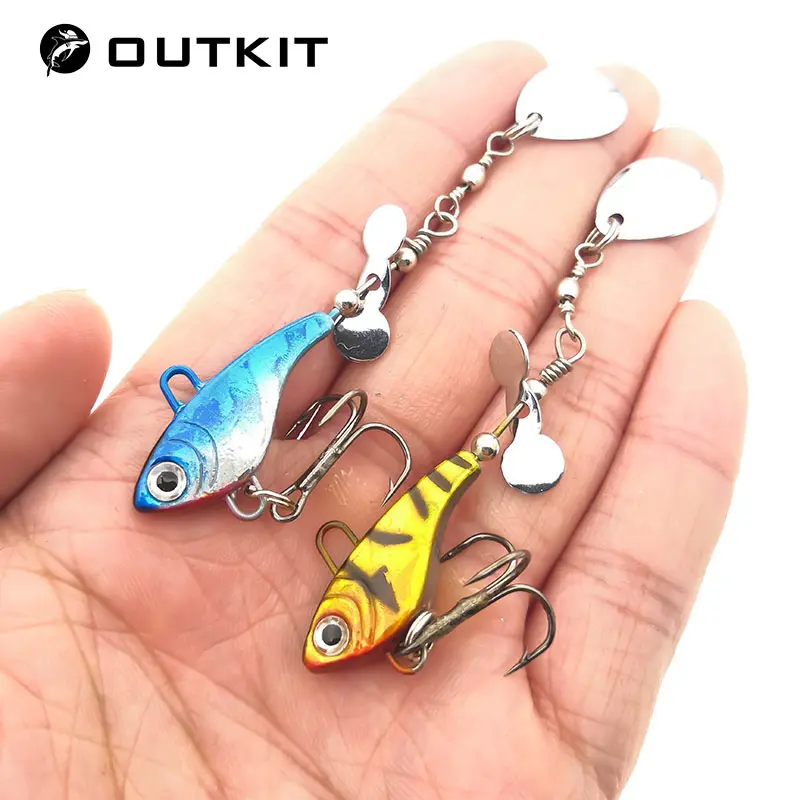 OUTKIT 12g Sea Bass Blade Lure Fishing Spinner Metal Fishing Lure Metal Jig Metal VIB Crankbait Fishing Tackle Spoon Long Shot